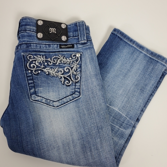 Miss Me embroidered studded rhinestone cropped jeans JE34GC4 size 28 - Picture 12 of 14